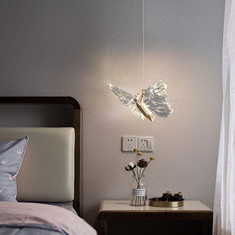 Acrylic Butterfly LED Pendant Light in Modern Creative Style Wrought Iron Hanging Light for Dining Room