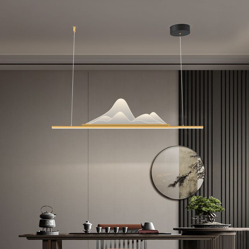 Éclairage d'îlot de cuisine moderne Métal linéaire 1 luminaire d'îlot d'éclairage