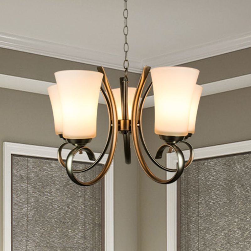 3 luci curva lampada sospesa in ottone vintage lampadario in vetro smerigliato per il ristorante