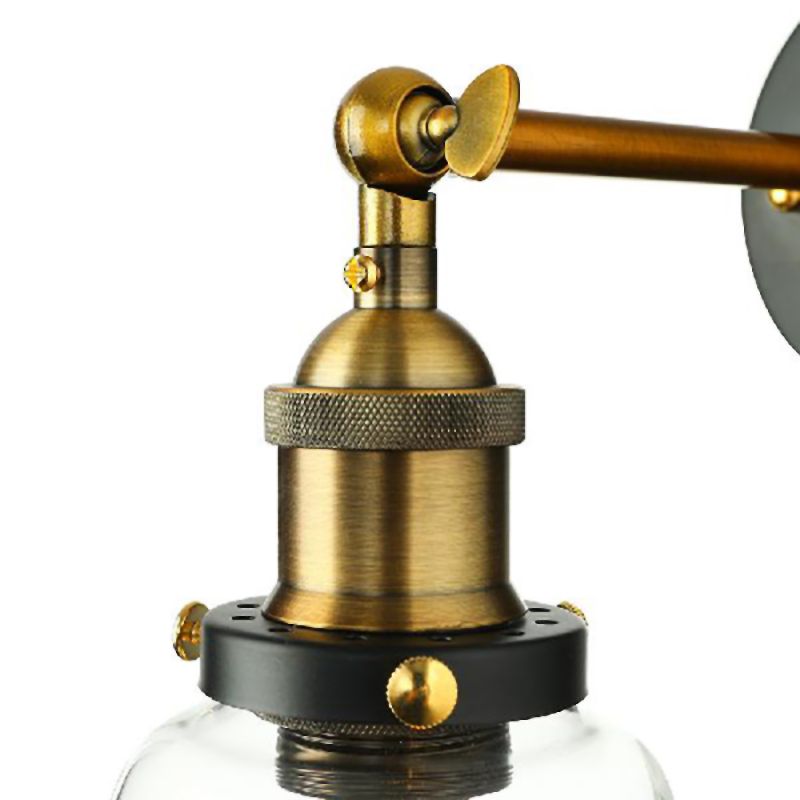 Tapered Bedroom Sconce Light Fixture Rustic Clear Glass 1 Light Black Wall Lamp with Plug-in Cord