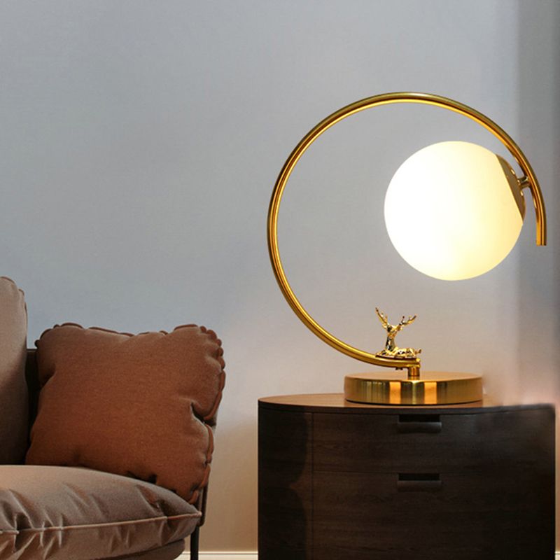 Lampade da tavolo notturno moderna Sfera vetro 1 lampada da comodino leggero in oro per camera da letto