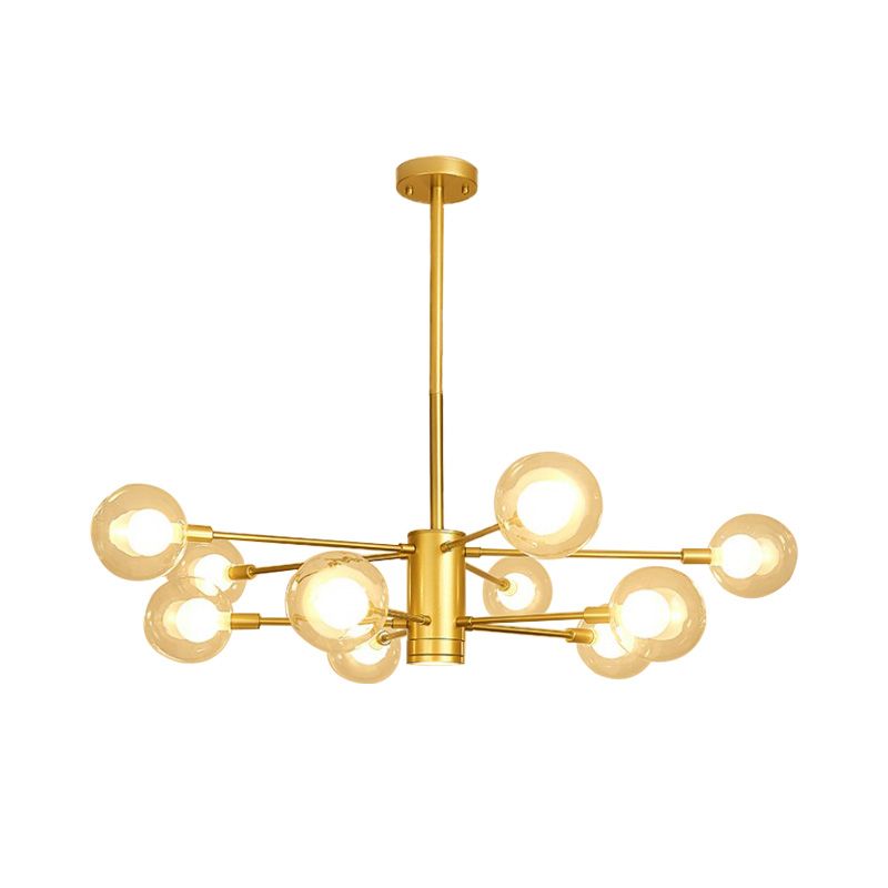 Lampadario a globo di vetro trasparente con design radiale modernista 10/12/16 luci appesi lampada in oro