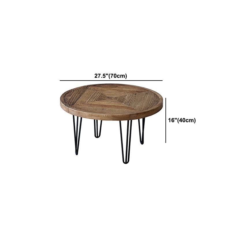 Nordic Style Cocktail Table Brown Elm Wood Top Metal Base Round/square Coffee Table