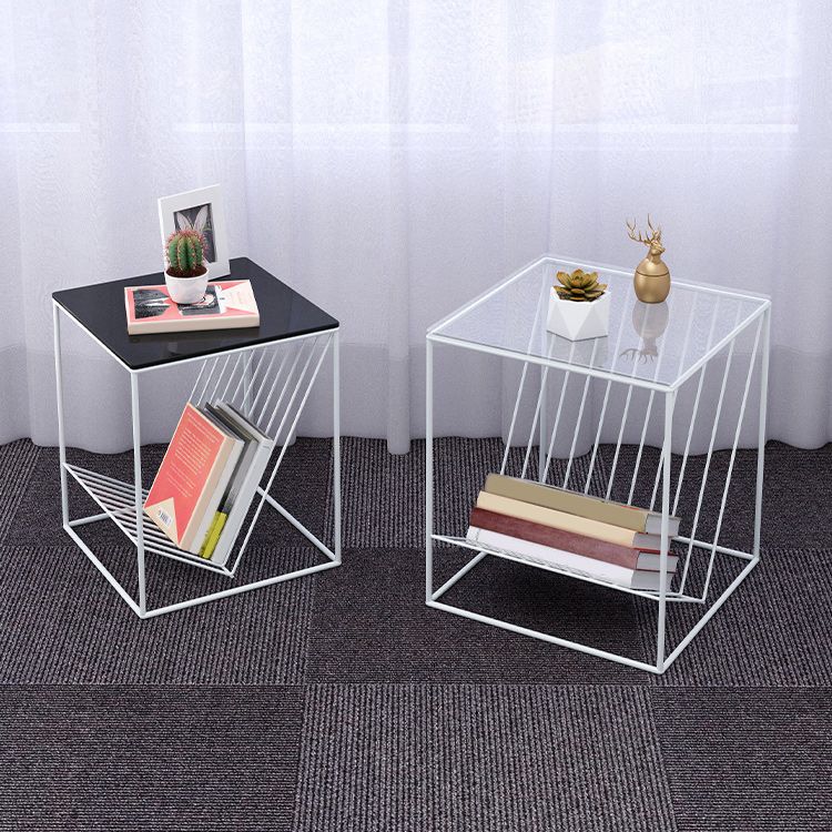 Modern Frame Coffee Table Glass Top Coffee Cocktail Table for Living Room