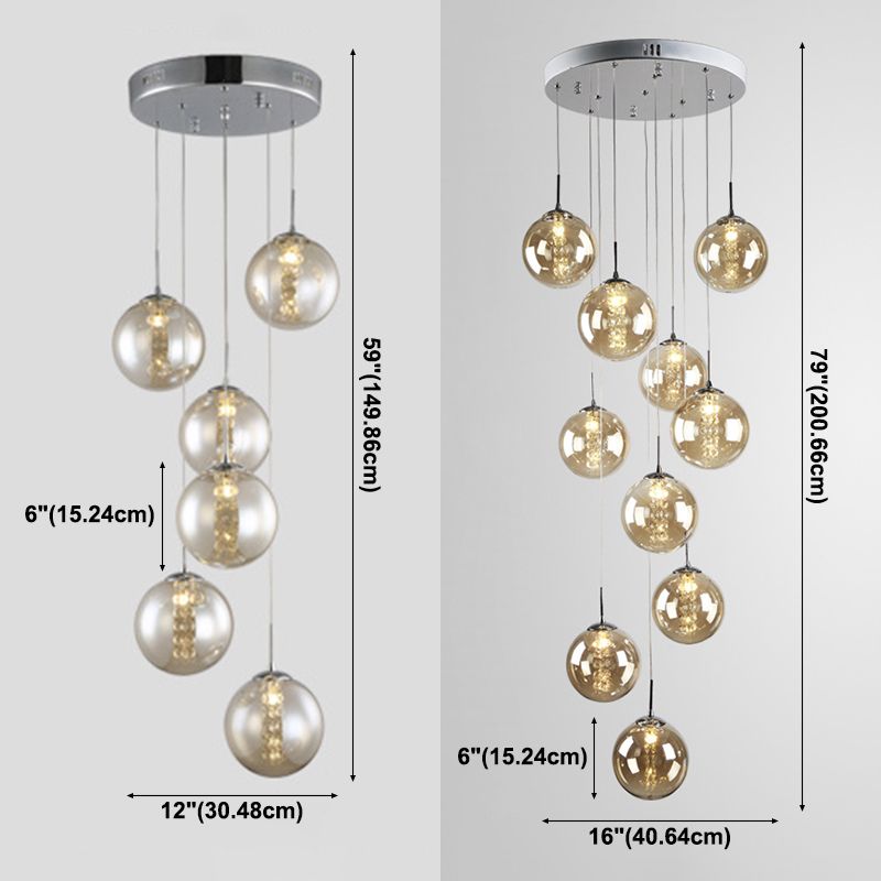 Glass Globe Pendant Light in Modern Creative Style Wrought Iron Hanging Lamp for Commercial Place