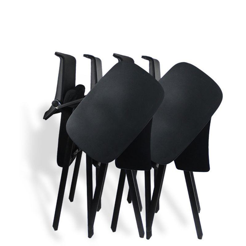 Black Metal Frame Modern Task Chair with Arms Conference Chair with Mid Back