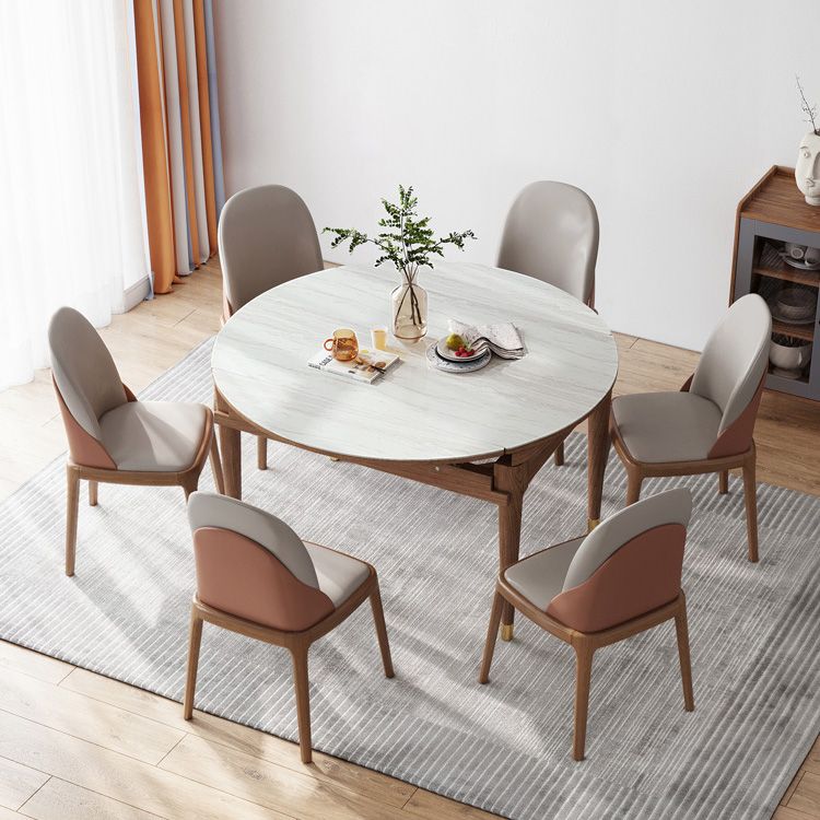 Modern Stone Scalable Dining Table Solid Wood Legs for Dining Room