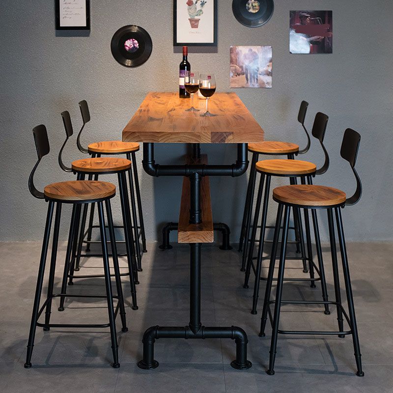 Industrial Style 1/2/7 Pieces Bar Table Set Rectangle Bar Table with High Wood Stools