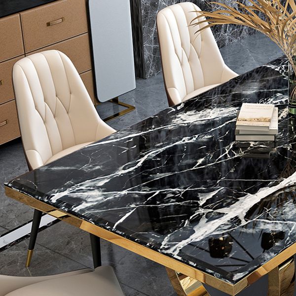 Metaal traditionele luxe rechthoek binnen tafel gesinterde stenen tafel met metalen schok