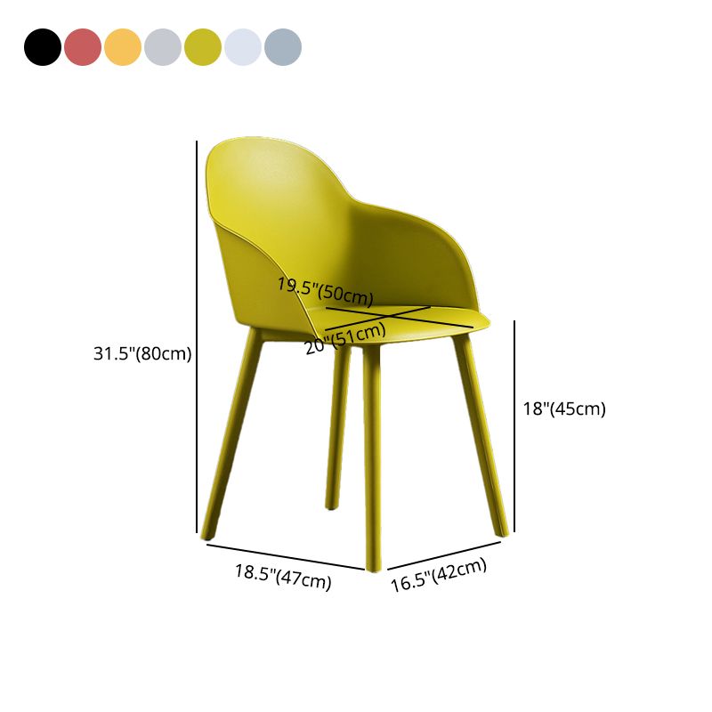 Silla de comedor estilo moderno Silla auxiliar con brazo de cocina y patas de plástico