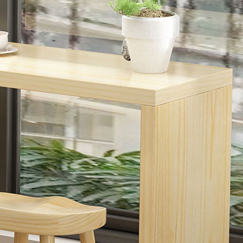 Industrial Natural Wood Bar Table Rectangle Top 41.34"H Indoor Bistro Table