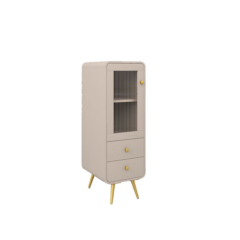 Modern 15.7" W Square Cabinet 1 Glass Door Side Cabinet with 2 Drawers