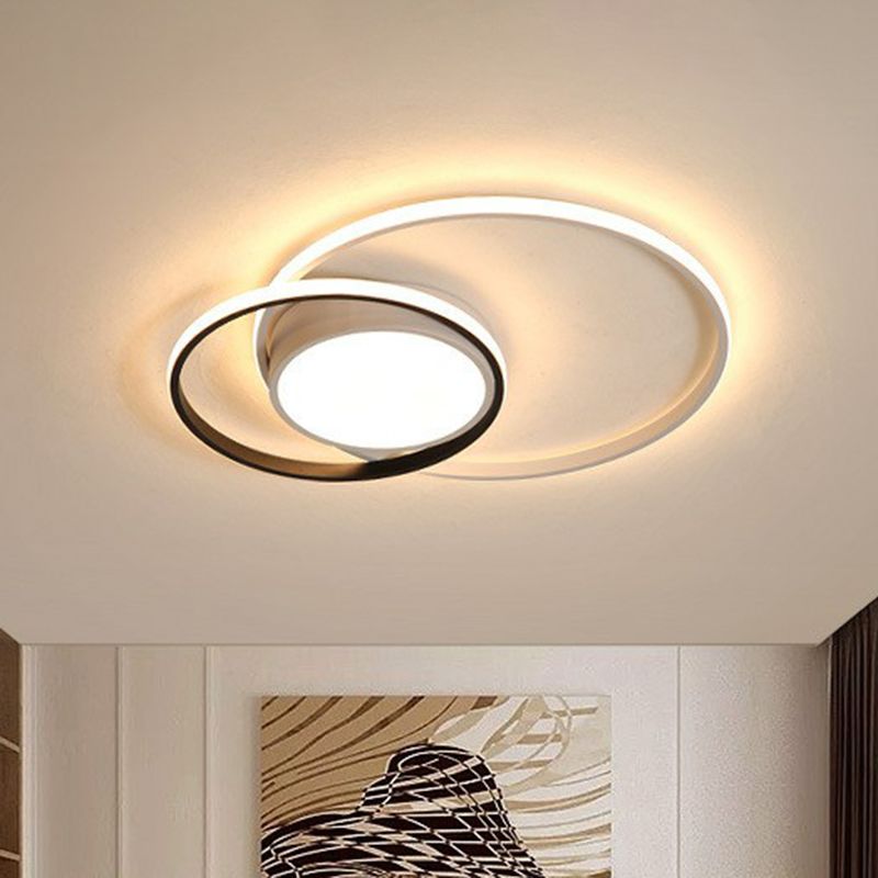 Plafonnier encastré rond ultra fin en acrylique, luminaire contemporain à LED noir