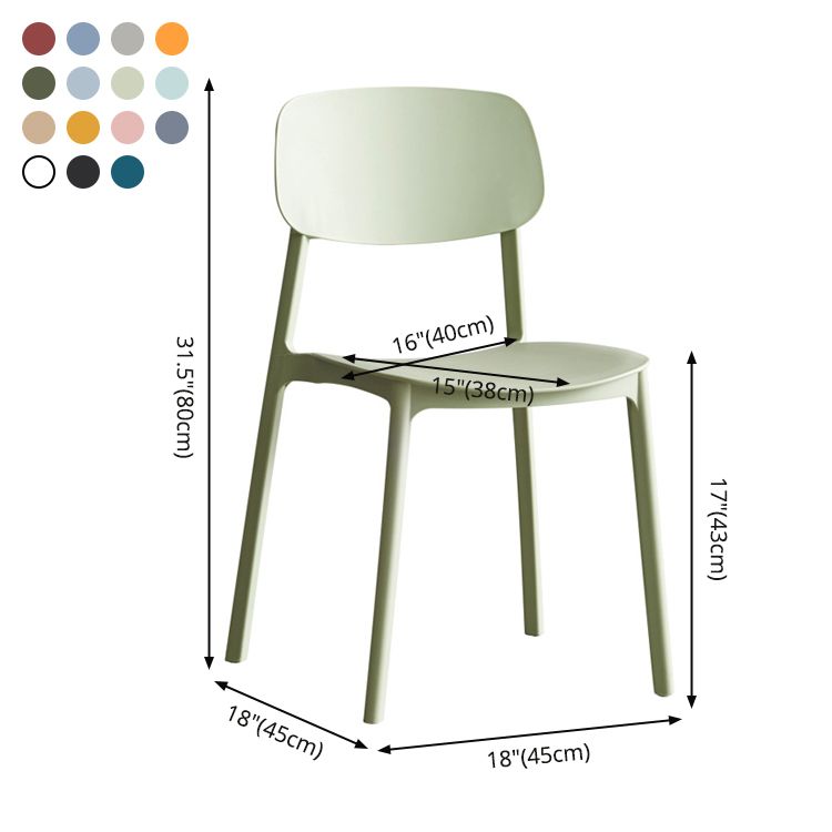 Scandinavian Stackable Armless Dining Chairs Plastic Open Back Side Chair (Set of 4)