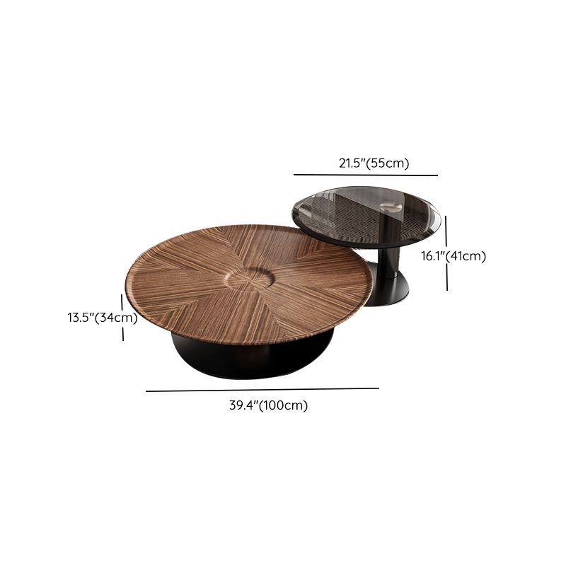 Contemporary Coffee Table Solid Wood Round Pedestal Coffee Cocktail Table