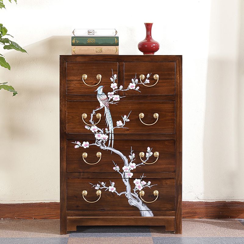 Mid Century Modern Square Accent Cabinet Antique Finish Cabinet With Doors