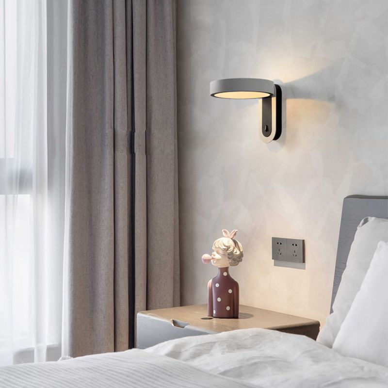 Nordic Style Aluminum Wall Light Circle Shape Rotatable Wall Lamp for Bedroom