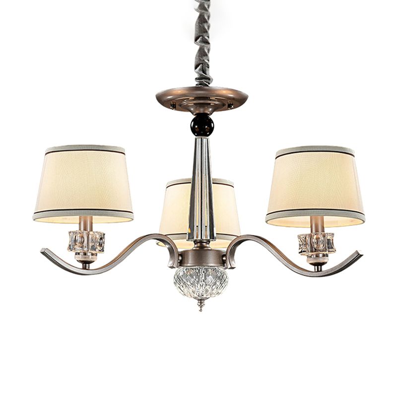 Stof witte kroonluchter taps toelopend 3/6/8-bulb landstijl plafond hanglampje voor woonkamer