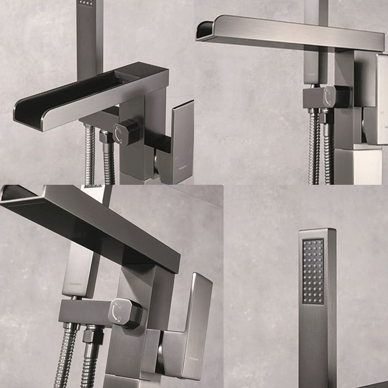 Floor Mounted High Arc Freestanding Tub Filler Copper Freestanding Tub Filler Trim