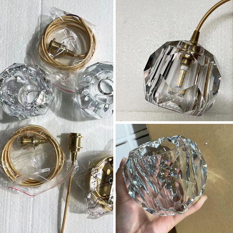 Cut Crystals Block Hanging Pendant Lights Luxury Style Pendant Light for Living Room