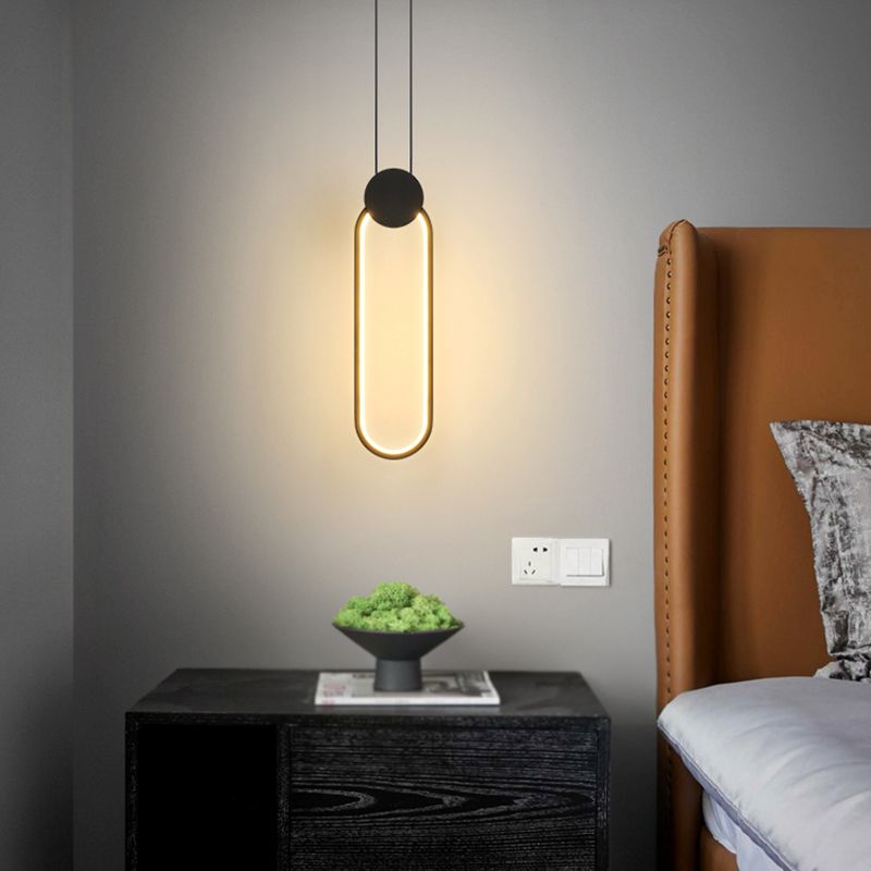 Luz de techo colgante de anillo Ligera colgante moderna Candelera de orbe de metal en acabado negro