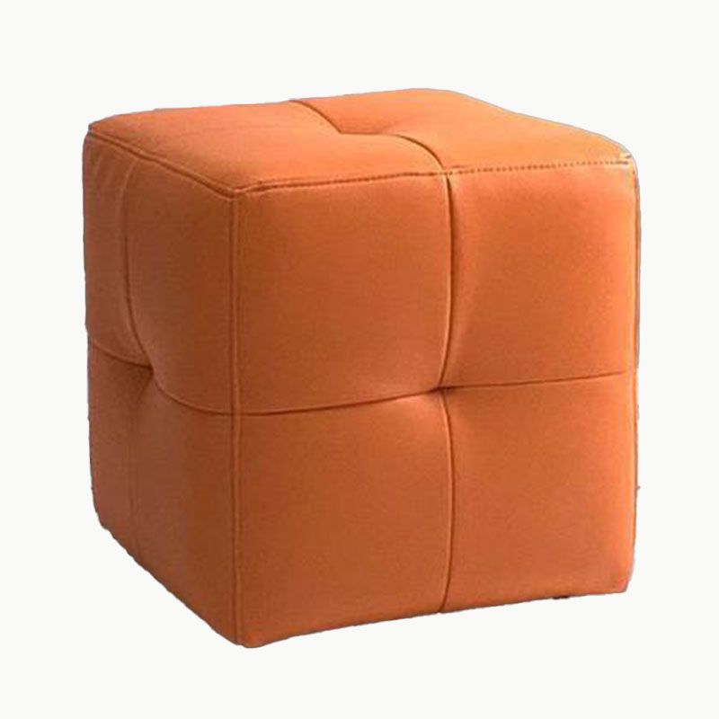 Modern Square Footstools Genuine Leather Foot Stool , 16.38" H