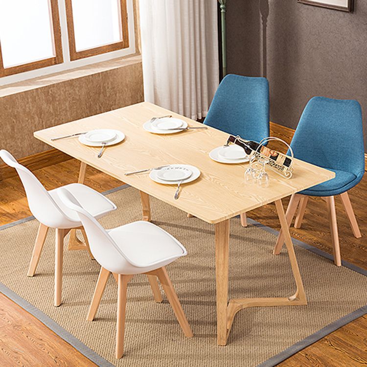 Contemporary Style Dining Room Chairs Solid Armless Chairs with Wooden Legs