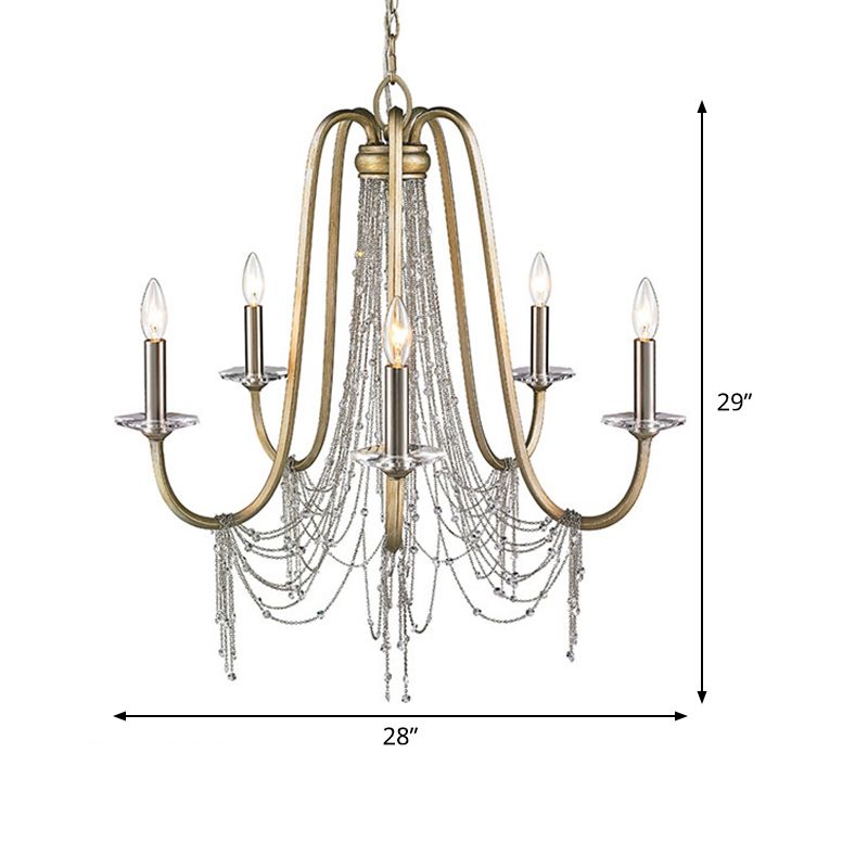 Lampadario Nordic Starburst Crystal Crystal 5 Bulbs Sospensione in oro per soggiorno