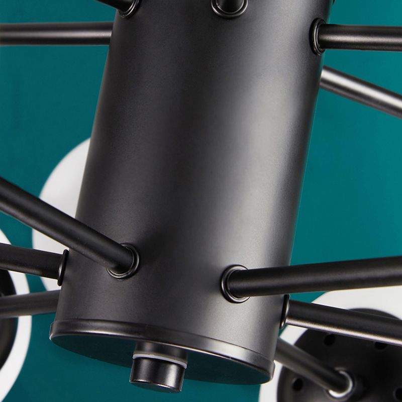 Modern Glass Chandelier Light Fixtures Cafe Restaurant Black Hanging Chandelier