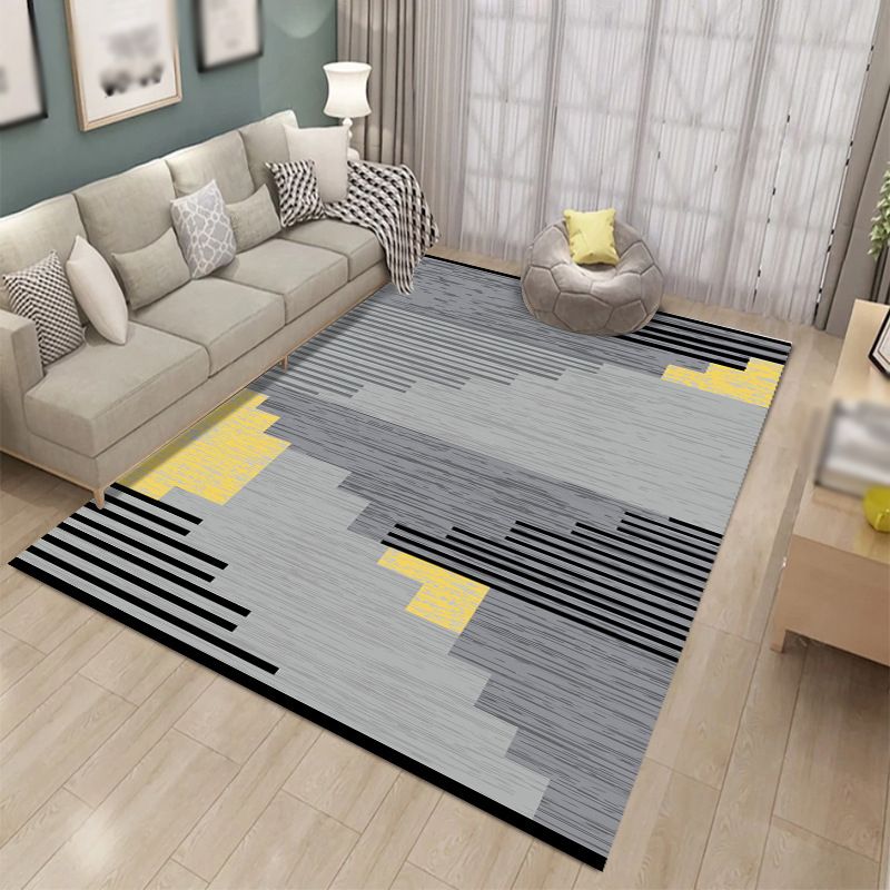 Trendy Geometric Pattern Carpet Polyester Area Rug Stain Resistant Indoor Carpet for Living Room