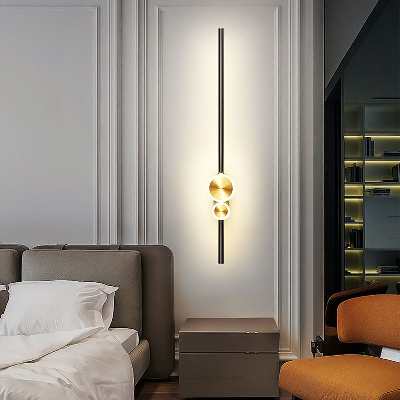 Linear Shape Metal Wall Lights Modern Style 3 Light Wall Mounted Light Fixtures in Black