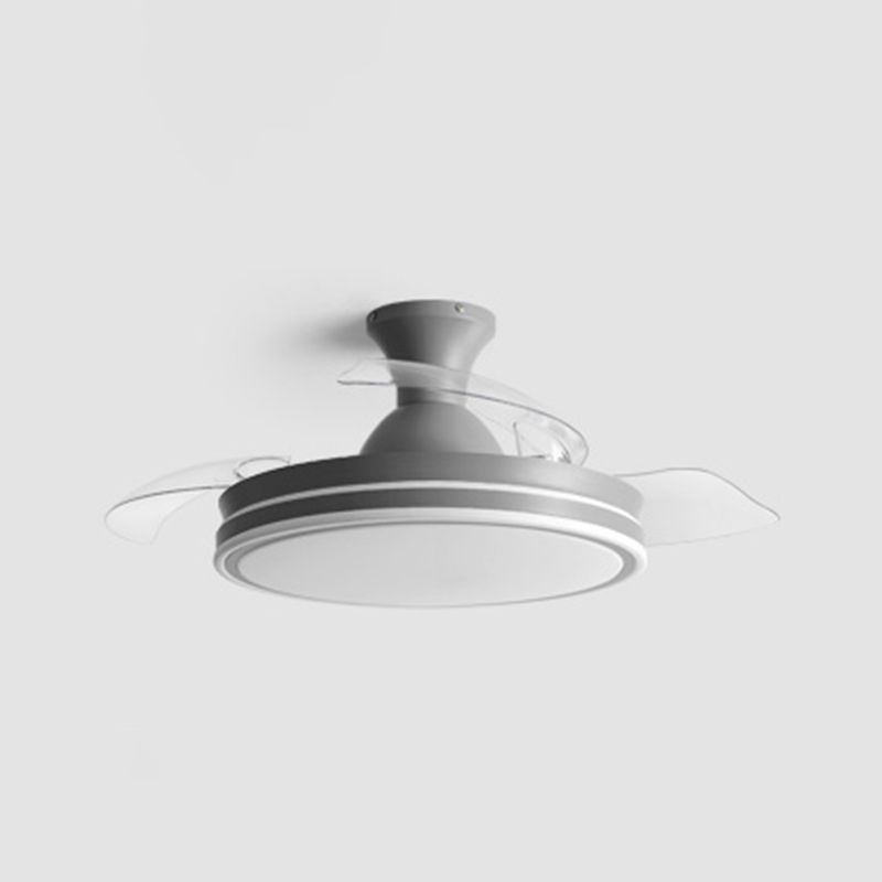 Round Metal Pendant Fan Lamp Frequency Conversion Nordic LED Semi Flush Mount Light