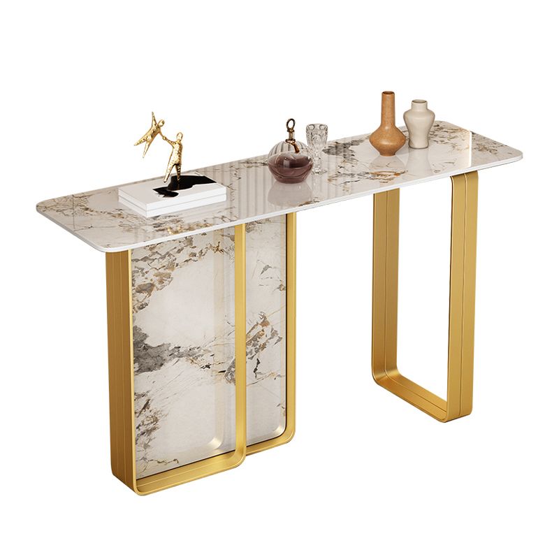 12 inch Wide Accent Table Rectangle Shape Stone Console Table for Hall