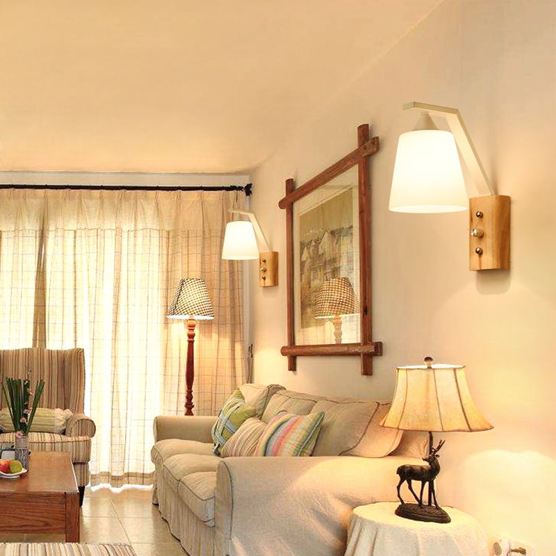 Minimalist Cone Shaped Wall Sconce Lighting Wood Living Room Wall Lighting Fixture