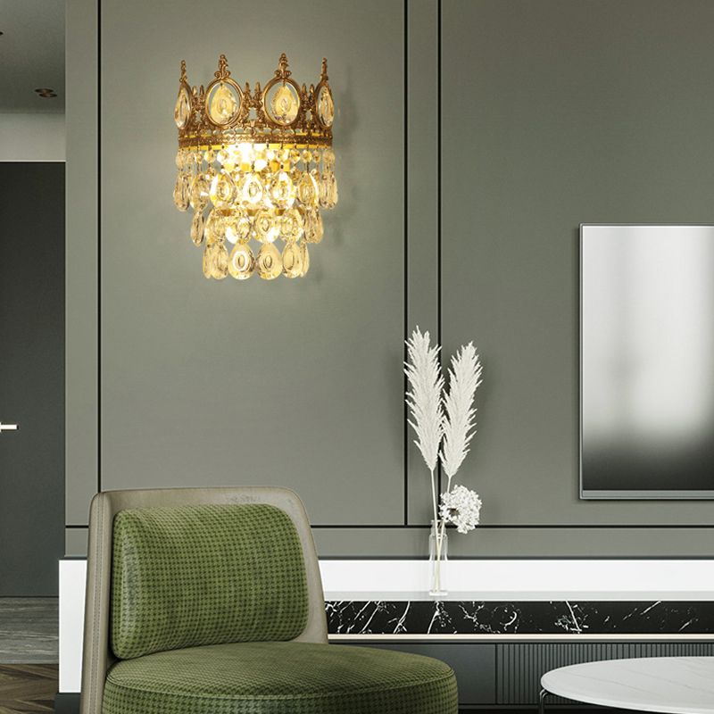 Contemporary Style Geometric Wall Light Crystal Shade Sconce Lamp for Bedroom