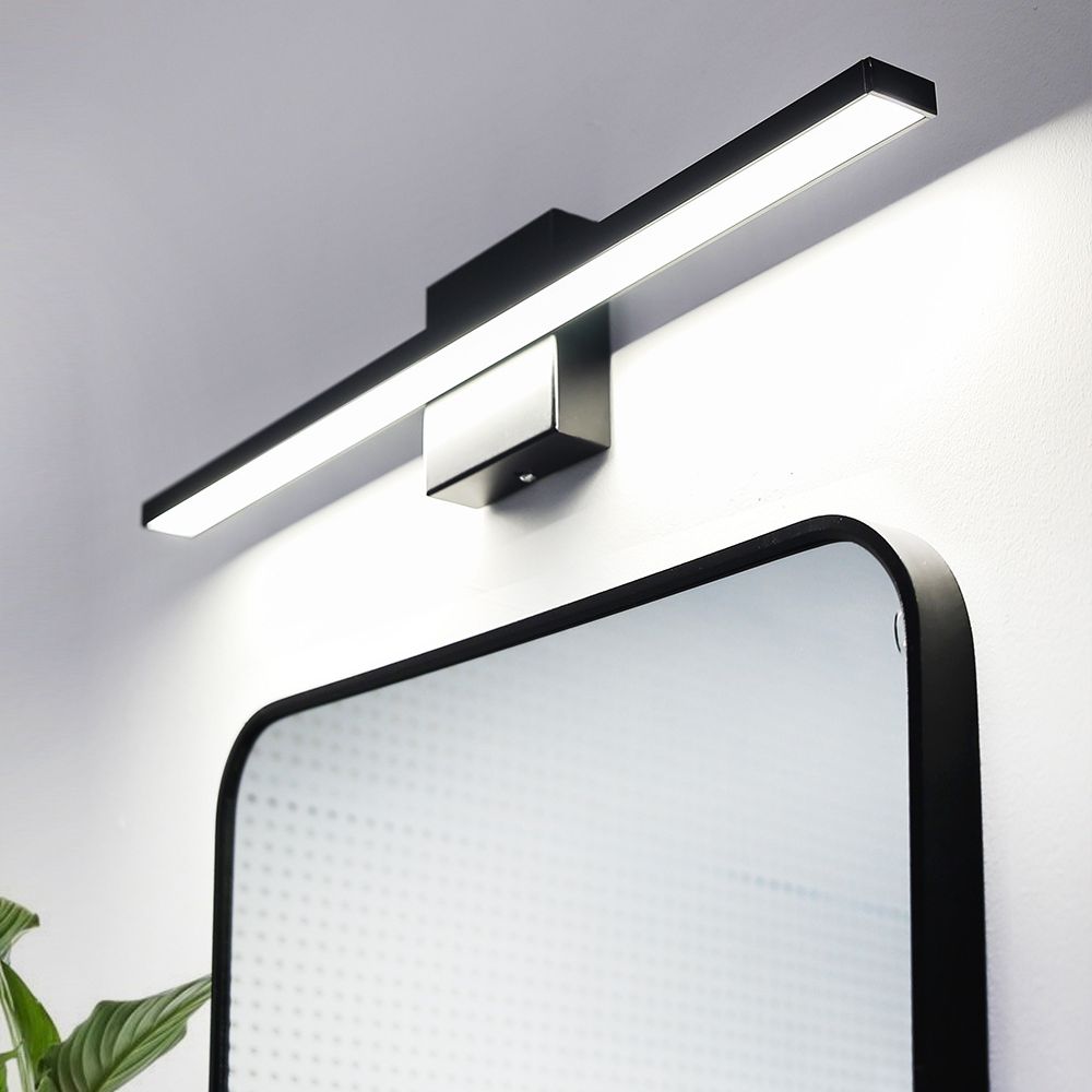 1-licht lineaire wandwandeling moderne eenvoudige stijl spiegelmuurverlichting in zwart