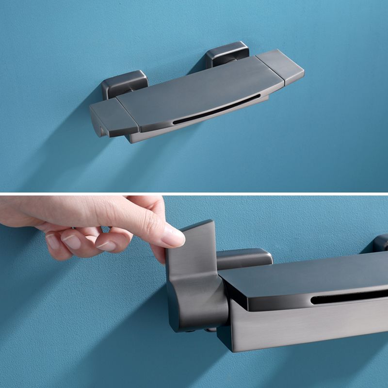 Modern Wall Mounted Copper Tub Filler Low Arc Waterfall Tub Faucet Trim