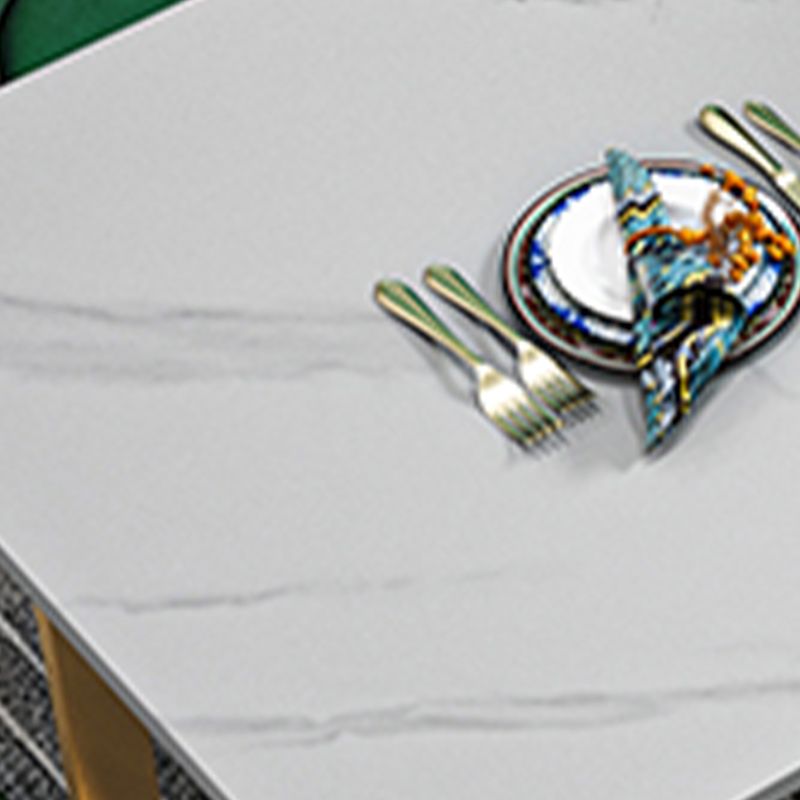 Glam Style Stone Top Table for Restaurant Rectangle Table with Gold Pedestal