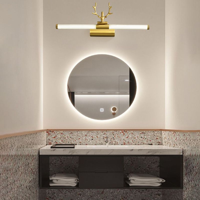 Golden Postmodern Antlers Wall Sconce One-Blub Metal Wall Mounted Lamps for Bathroom