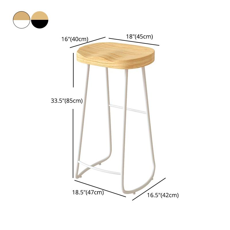 Contemporary Natural Solid Wood Barstool Footrest Restaurant Stool