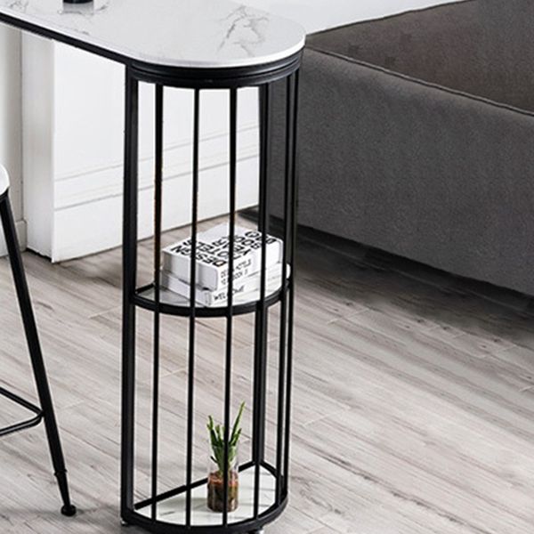 Modern Stone Living Room Bistro Bar Table Storage Double Pedestal Bar Table