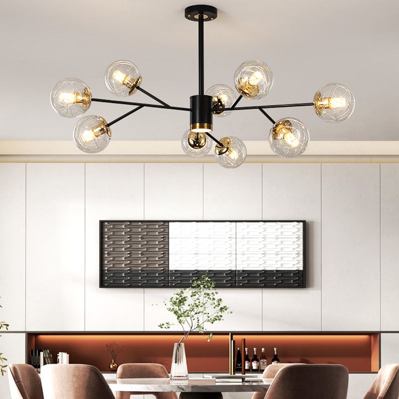Contemporary Sphere Chandelier Lights Glass Chandelier Pendant Light in Black