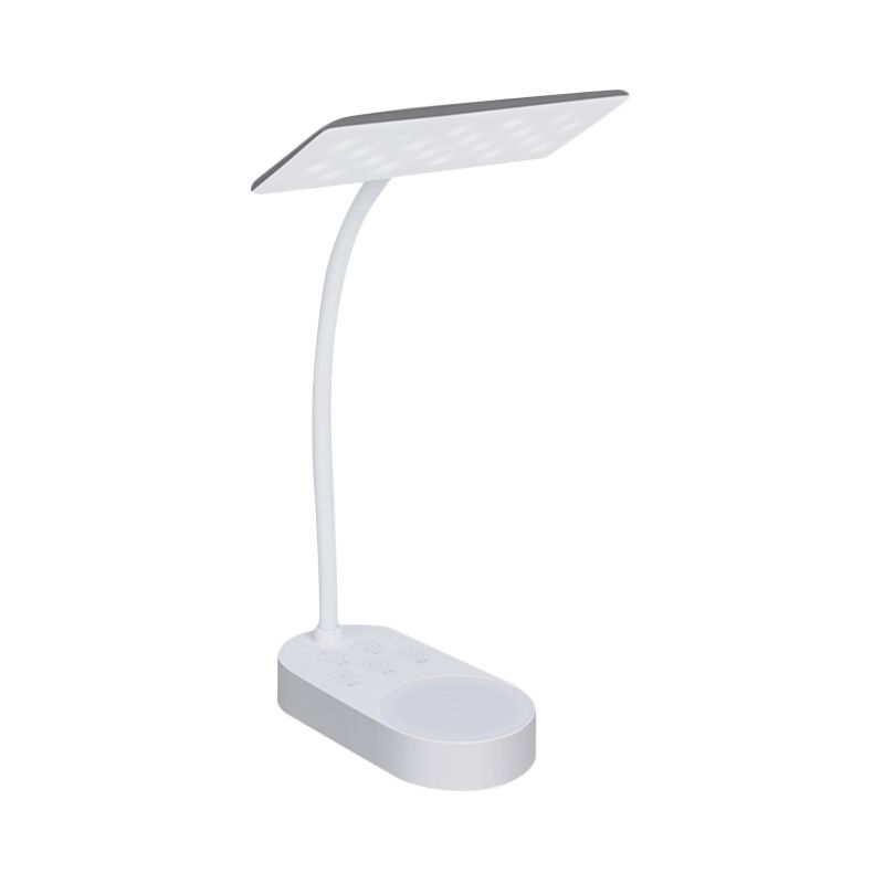 White Rectangular Panel Shade Desk Lamp Modern Simple LED Reading Light for Bedside