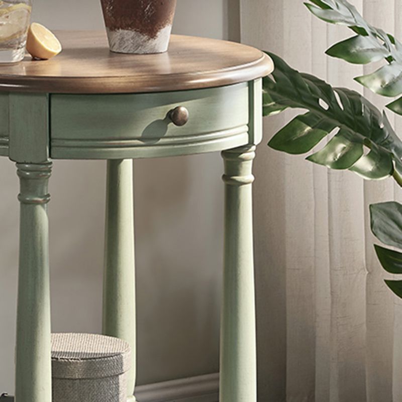Wooden Round Top Side Table 27.16" Tall 4 Legs End Table with Storage