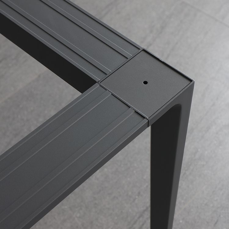 Modern Sintered Stone White Dining Set with Rectangle Table and Black Legs Home Dining Set