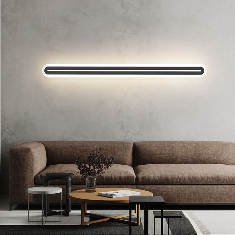 Metall lineare Form Wandlicht moderner Stil 1-Licht-Wandmontageleuchte in Schwarz