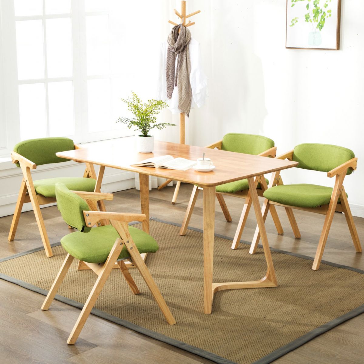 Country Style Dining Arm Chairs Open Back Foldable Upholstered Armchair