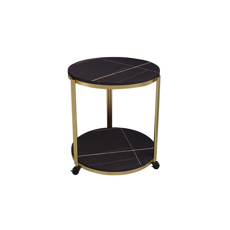 21.65" Slate Round Side End Table Iron 3 Legs Side Table with Shelf