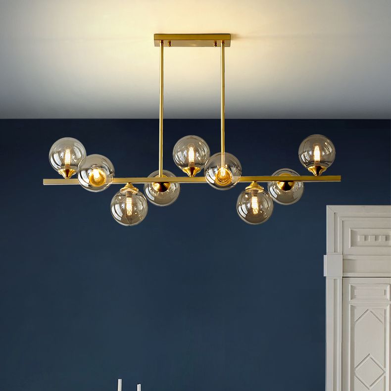 Zeitgenössische Anhänger Lichter Sphere Glass Island Beleuchtungsideen in Gold