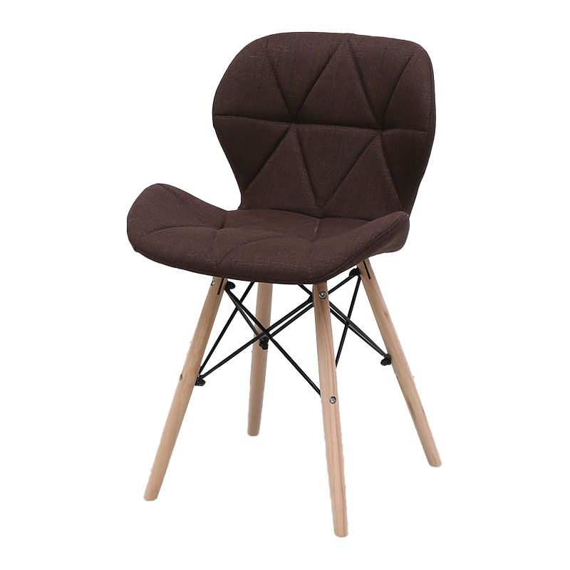Contemporary Beech Wingback Side Chair Matte Finish Upholstered Dining Chair